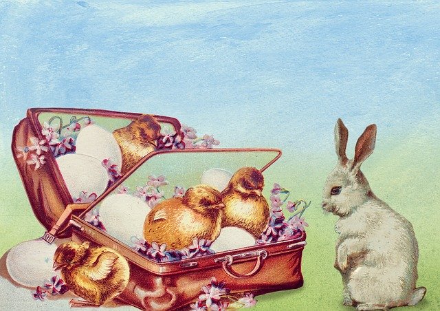 vintage húsvéti képek nyuszi csibe