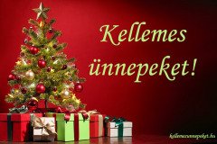 kellemes ünnepeket ajándék fenyőfa